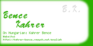 bence kahrer business card